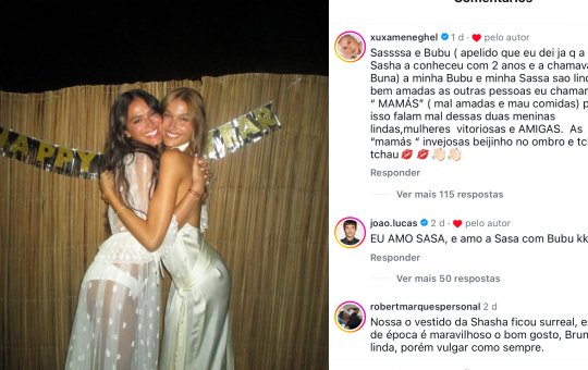 Xuxa sai em defesa de Sasha e Bruna após ataques de influenciadora