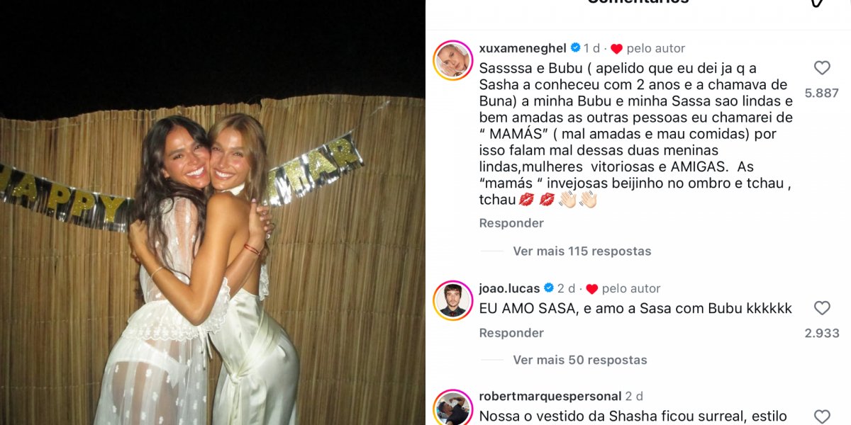 Xuxa sai em defesa de Sasha e Bruna após ataques de influenciadora
