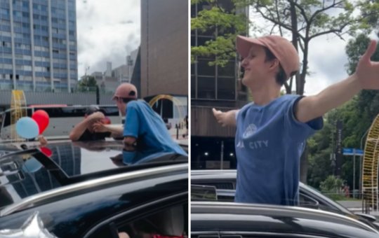 Baiano emociona internet ao comemorar cura do câncer com 'buzinaço' na Avenida Paulista