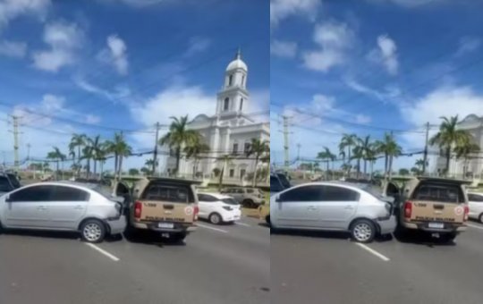 Acidente envolvendo viatura e cinco carros na Paralela deixa policiais feridos