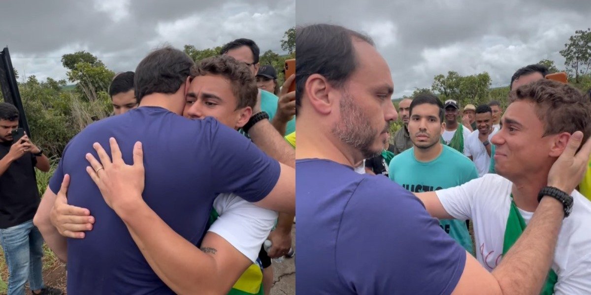 Carlos Bolsonaro se junta a Nikolas Ferreira em caminhada até Brasília