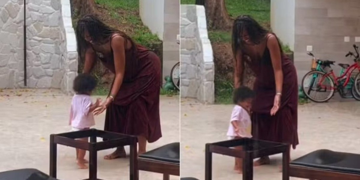 IZA encanta seguidores com momento fofo da filha Nala na chuva: "Tudo que preciso"