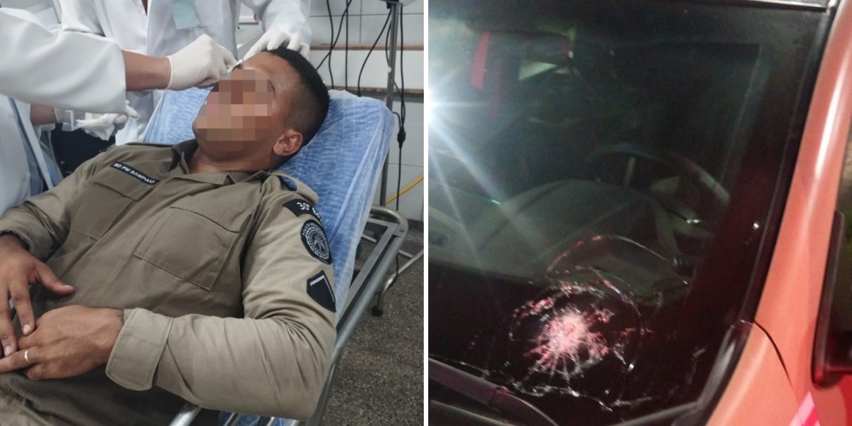Policial militar foi atingido na cabeça após tiro perfurar blindagem de viatura