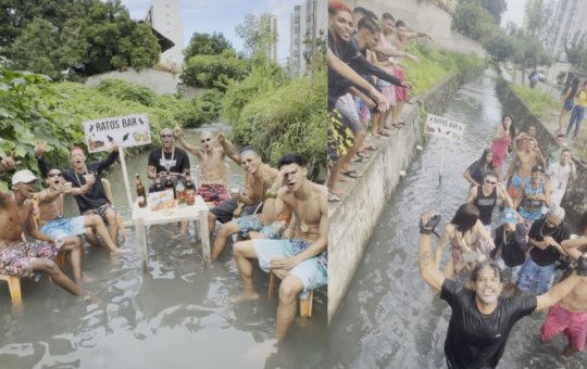 Festa em esgoto à céu aberto viraliza e divide opiniões na internet; veja o vídeo