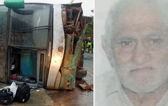 Acidente com ônibus interestadual deixa um idoso morto e 11 feridos na Bahia