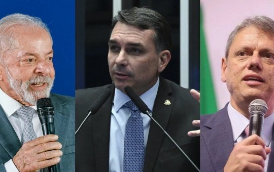 Pesquisa aponta Lula à frente no 1º turno e empate técnico no 2º com Flávio e Tarcísio