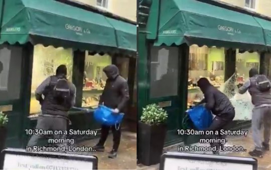 Ladrões usam marreta e roubam joalheria em plena luz do dia na Inglaterra