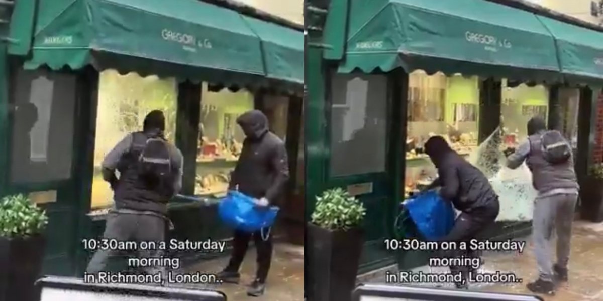 Ladrões usam marreta e roubam joalheria em plena luz do dia na Inglaterra