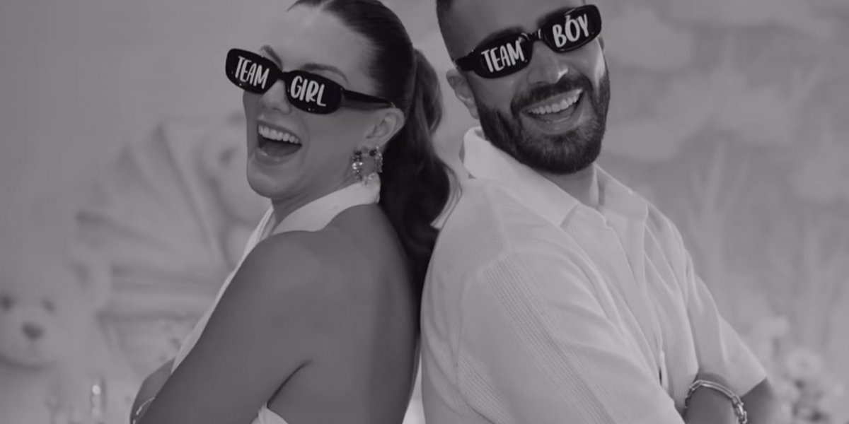 Pati Guerra e Rafa Marques revelam nome do bebê durante chá revelação: 'Veio para colorir'