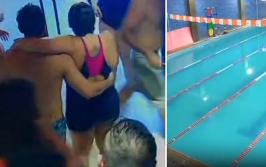 Veja o momento em que professora é socorrida após passar mal durante aula de natação