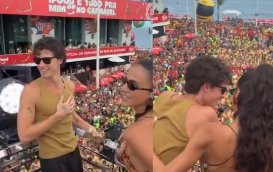 Shawn Mendes sobe em trio de Ivete e curte Carnaval em Salvador ao lado de Bruna Marquezine