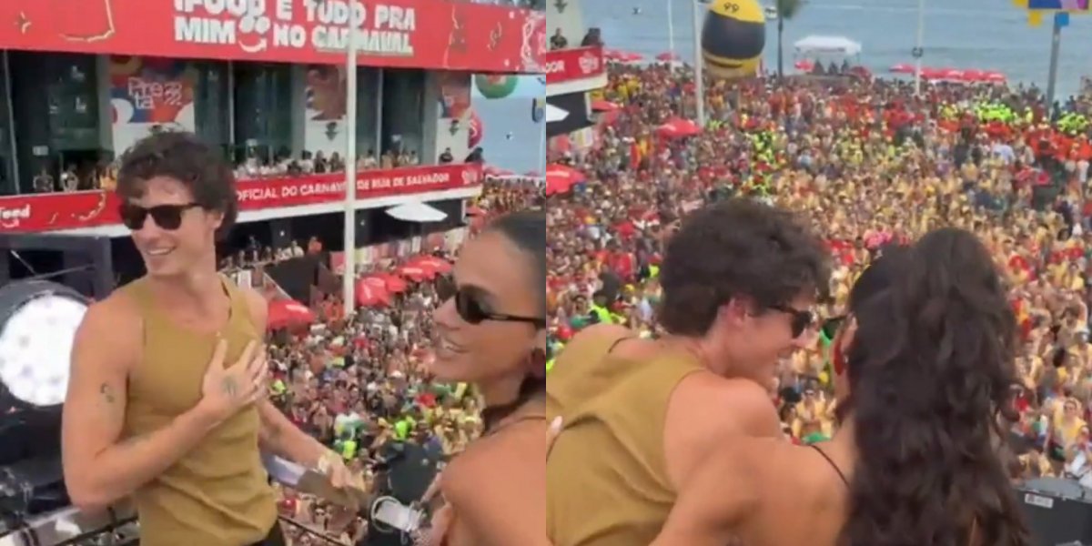 Shawn Mendes sobe em trio de Ivete e curte Carnaval em Salvador ao lado de Bruna Marquezine