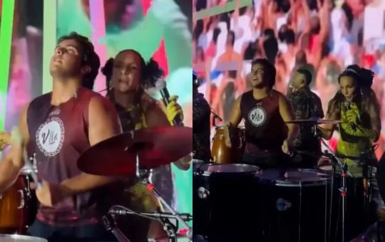 Ivete Sangalo divide palco com o filho em Salvador e elogia desempenho na percussão: “Tá na alma”