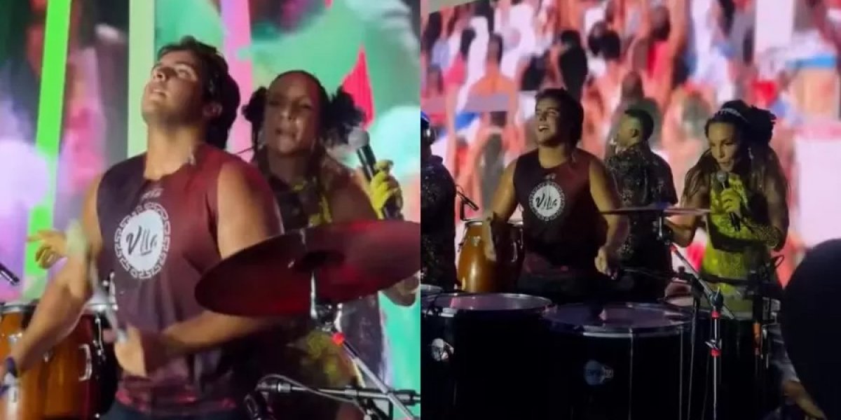 Ivete Sangalo divide palco com o filho em Salvador e elogia desempenho na percussão: “Tá na alma”