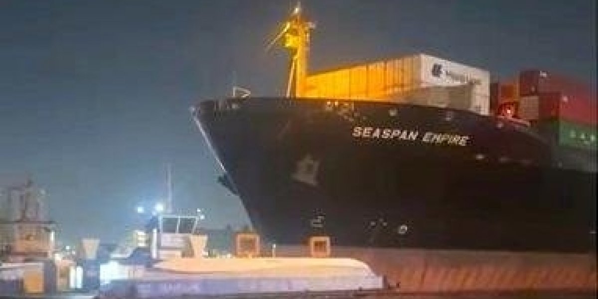 Navio colide com duas balsas em Santos e tripulação se joga na água para escapar