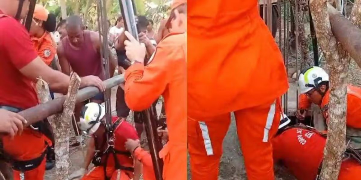 Pai e filho são resgatados de poço de 10 metros em São Gonçalo dos Campos