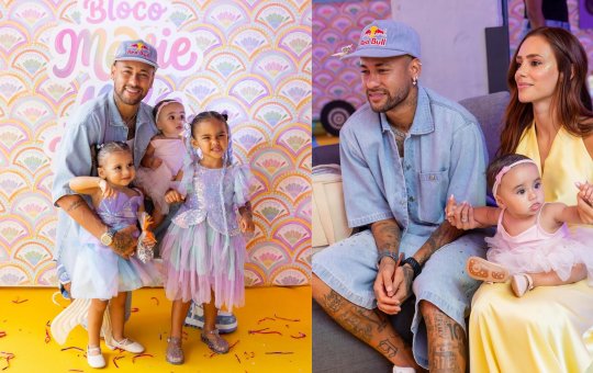Mesmo com o fim do Carnaval, Neymar posta foto de bloquinho caseiro com as filhas