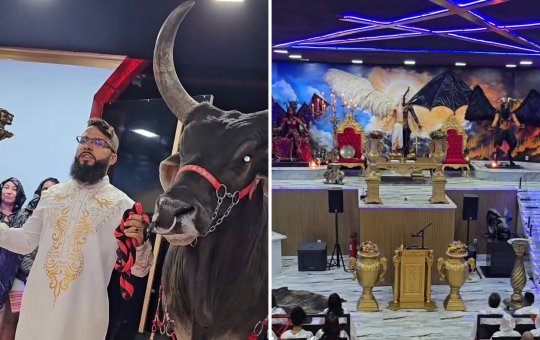 Vídeo de missa em igreja luciferiana tem boi, rituais e divide opiniões na internet