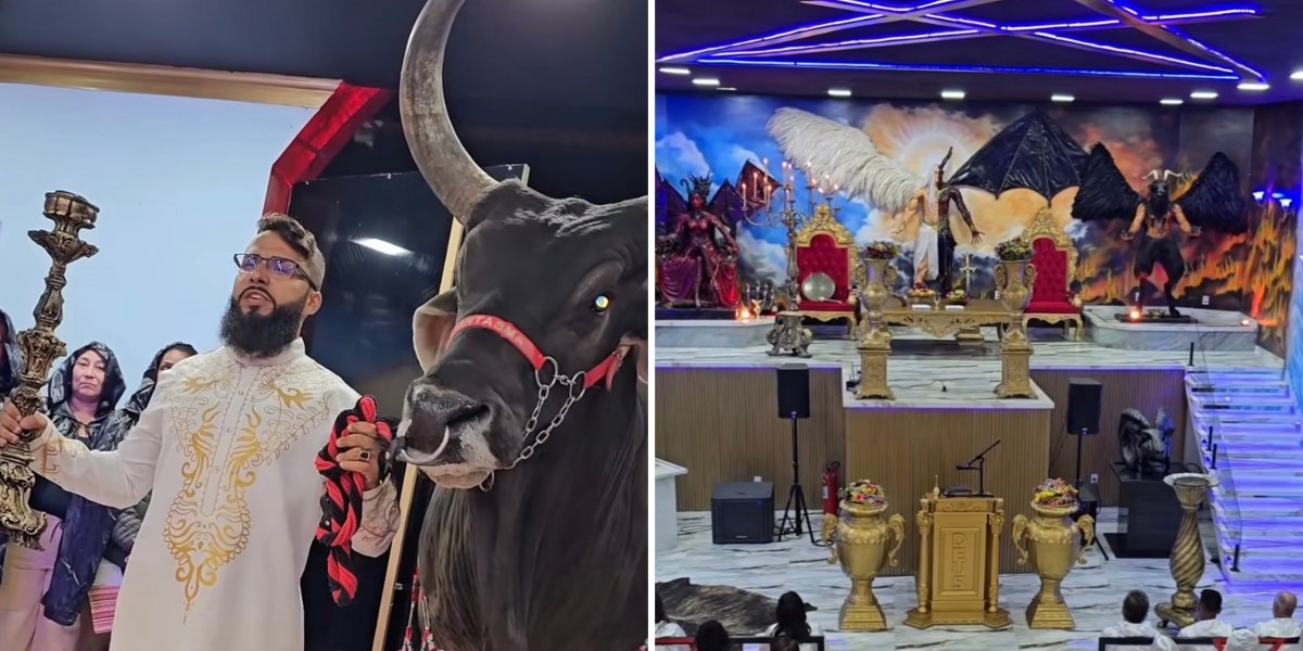 Vídeo de missa em igreja luciferiana tem boi, rituais e divide opiniões na internet