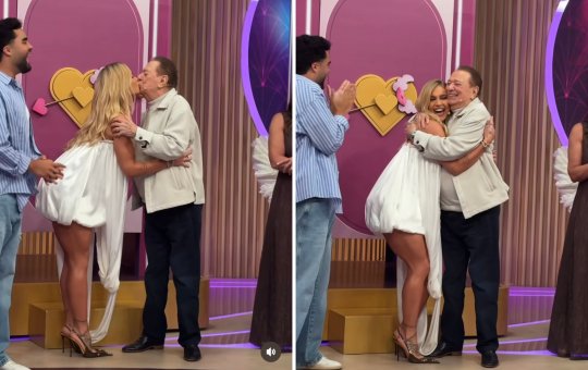 Virginia dá selinho em Raul Gil e web reage: 'Vini levou gaia'