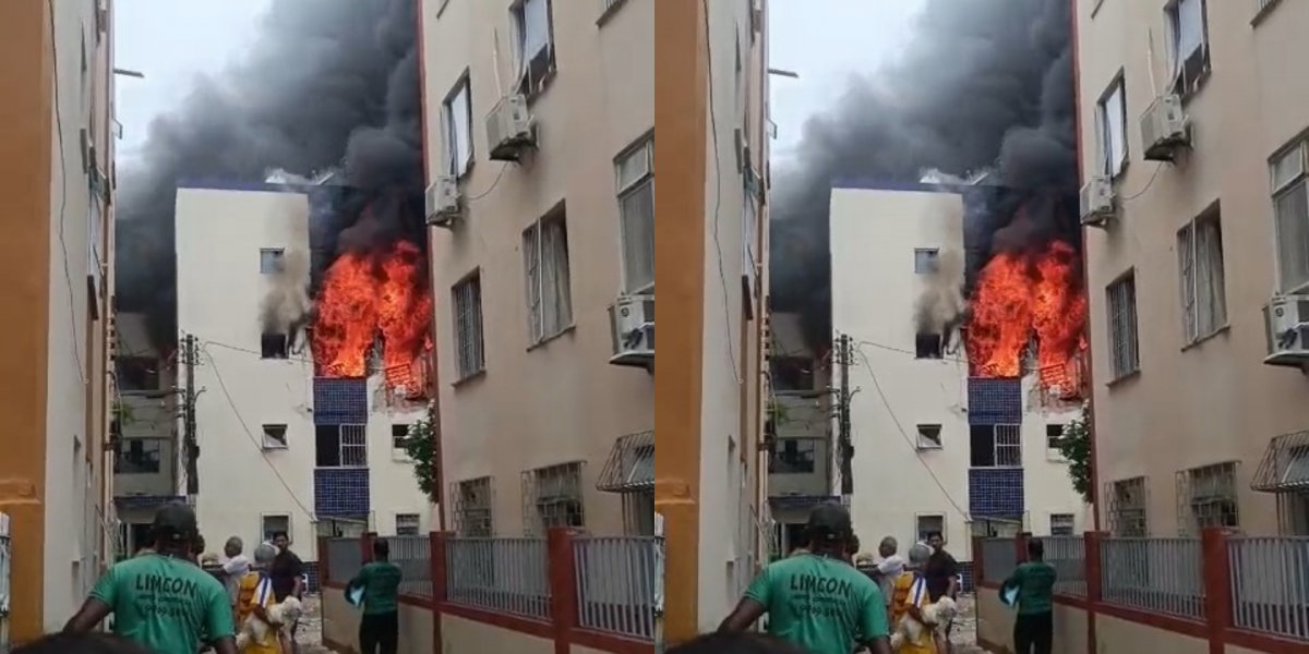 Incêndio de grandes proporções assusta moradores no Stiep; bombeiros ficam feridos