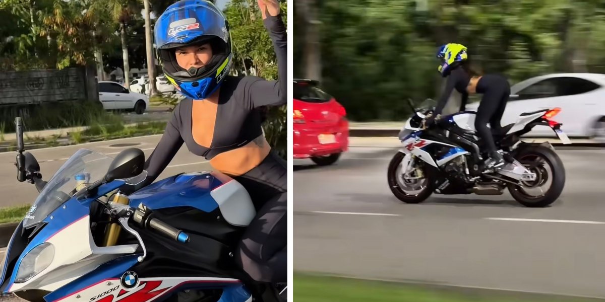 Juliette pilotando moto