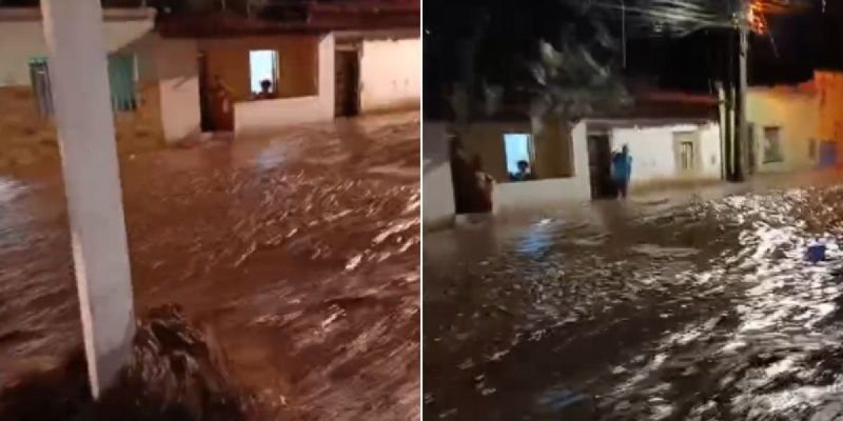 Temporal volta a causar alagamentos em Cachoeira e famílias deixam suas casas
