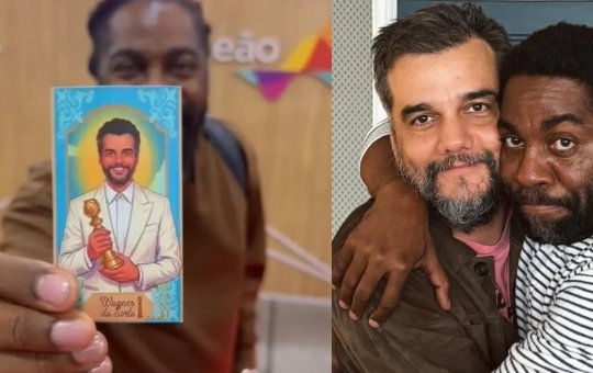 Lázaro Ramos embarca para Los Angeles com amuleto ‘Wagner da sorte’ para apoiar amigo no Oscar