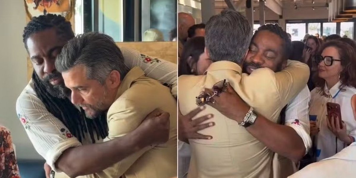 Amigos de longa data, Lázaro Ramos e Wagner Moura se encontram em Los Angeles antes do Oscar