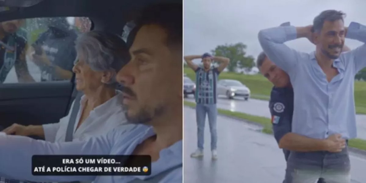 Ator da Globo é abordado por guardas durante simulação de assalto