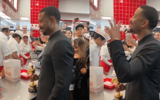 Após vencer o Oscar, Michael B. Jordan comemora em rede de fast-food