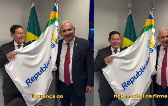Após se filiar ao Republicanos, Angelo Coronel aparece ao lado de Hamilton Mourão