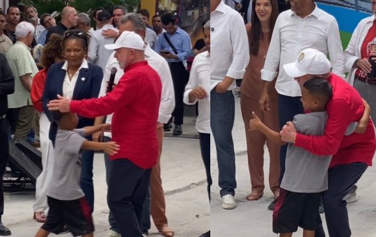 Criança surpreende ao se aproximar de Lula e pedir abraço durante evento em Salvador