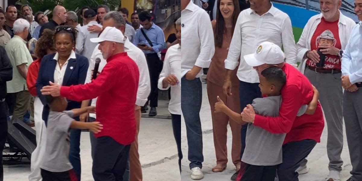 Criança surpreende ao se aproximar de Lula e pedir abraço durante evento em Salvador