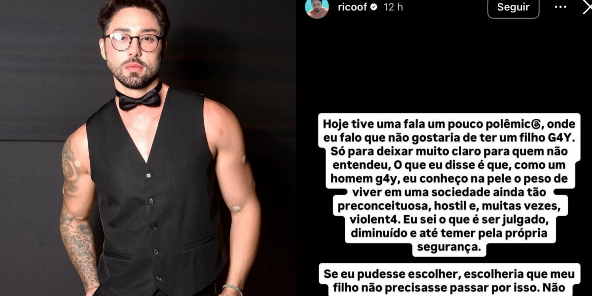 'Não quero ter filho gay', diz Rico Melquiades ao ser perguntado sobre paternidade