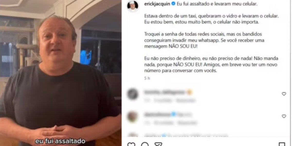 “Isso faz parte do Brasil”, diz chef Erick Jacquin após ser roubado dentro de táxi