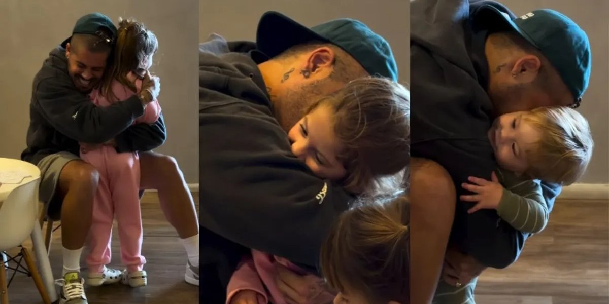 Após período distante, Zé Felipe reencontra os filhos e fala em saudade