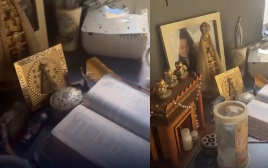 Objetos religiosos ficam preservados após incêndio atingir casa dos pais de MC Gui