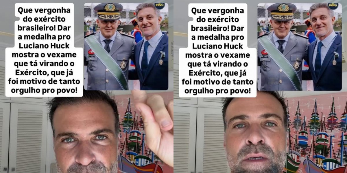Influenciador critica Exército após medalha concedida a Luciano Huck