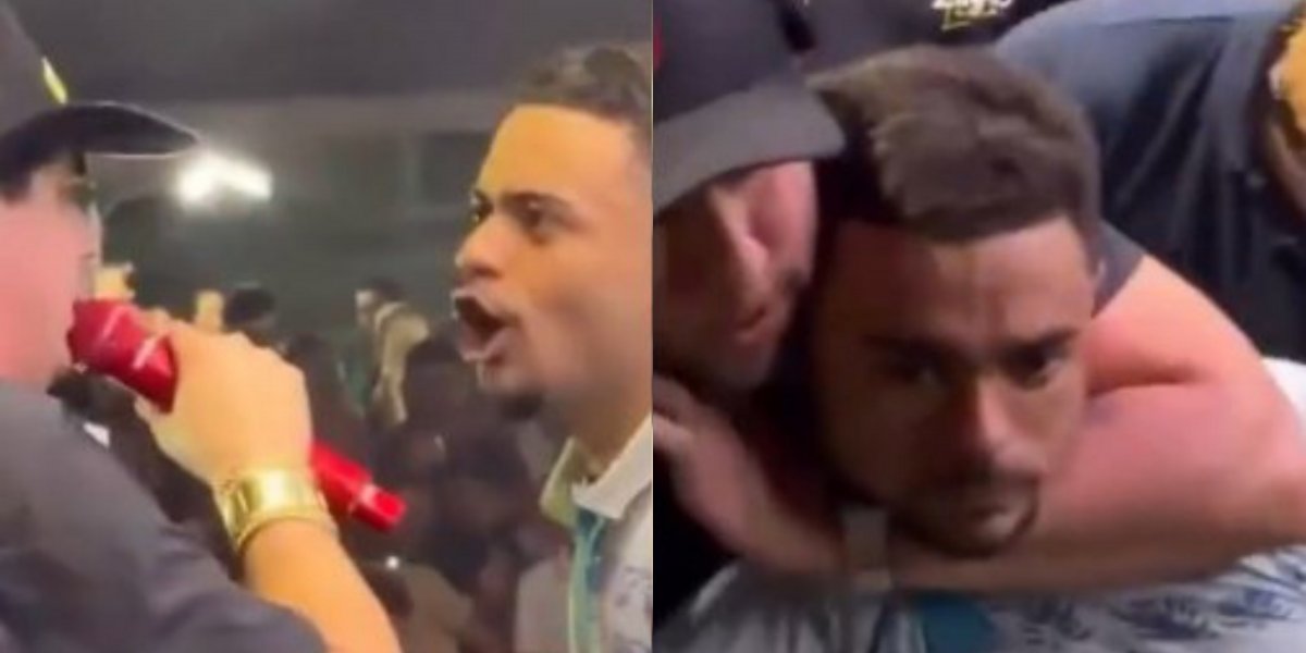 Homem embriagado faz ameaça a Natanzinho Lima em palco e é retirado por seguranças