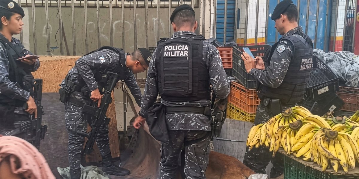 Cão farejador da PM flagra drogas escondidas em barraca de frutas no centro de Salvador