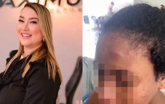 Empresária presa por agredir doméstica grávida chega a São Luís algemada
