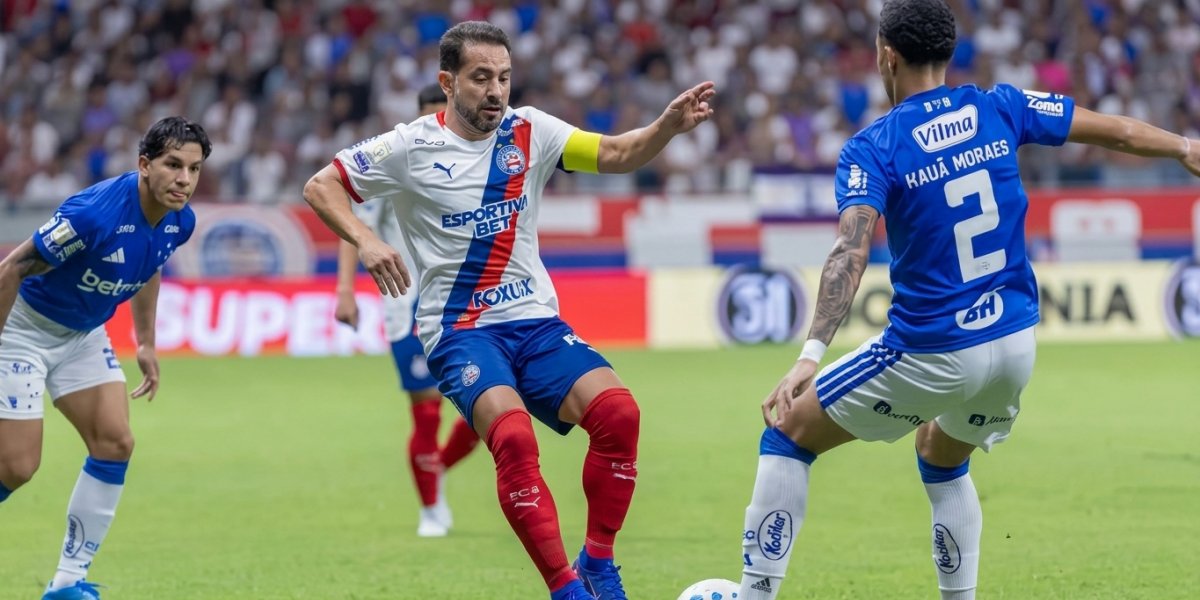 Everton Ribeiro em disputa de bola na partida contra o Cruzeiro