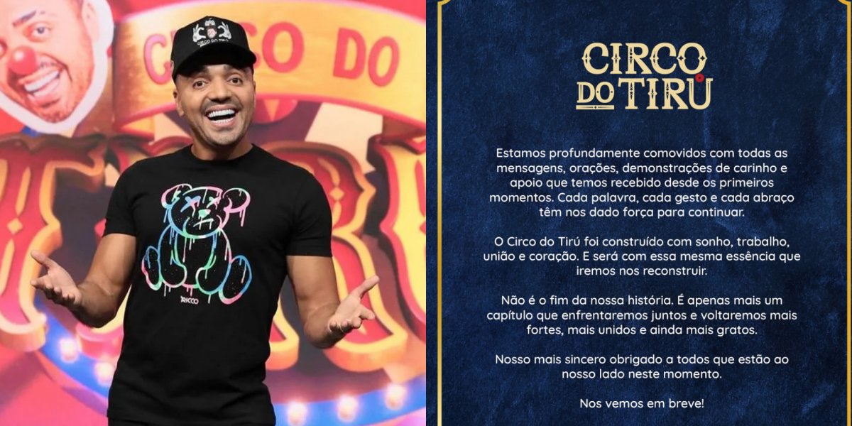 Equipe do Circo de Tirullipa se pronuncia após incêndio: "Não é o fim da nossa história"