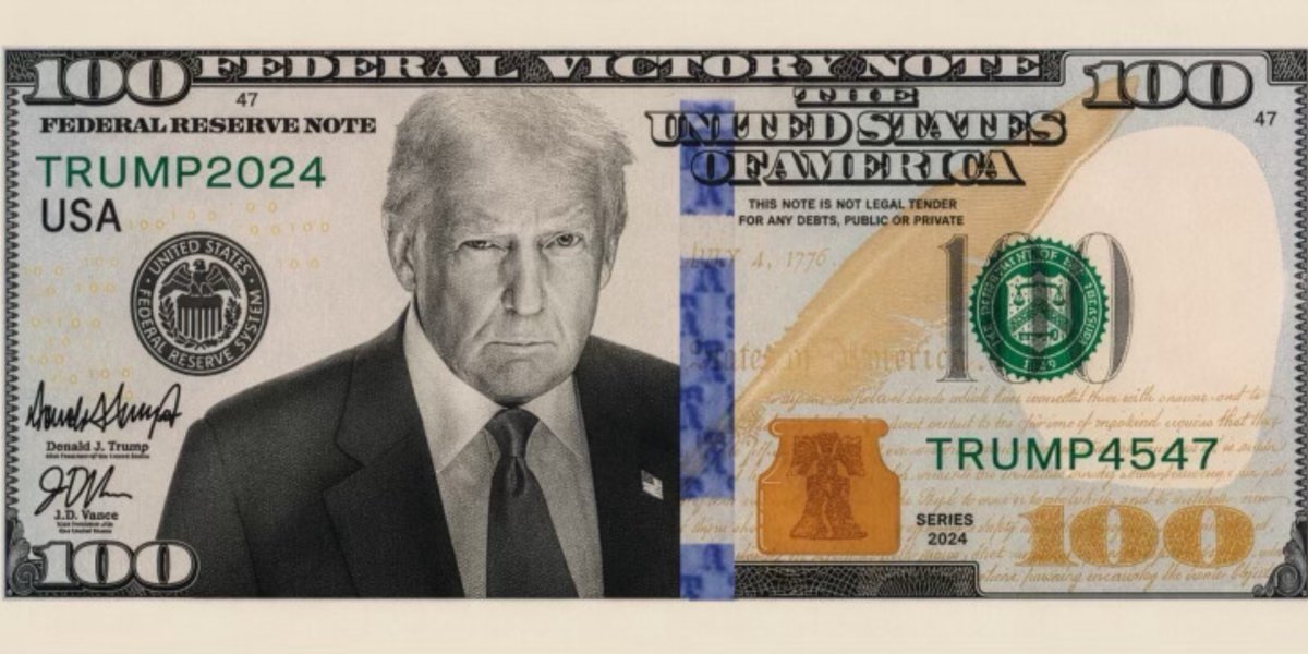 Trump divulga imagem com rosto em cédula ilustrativa de 100 dólares