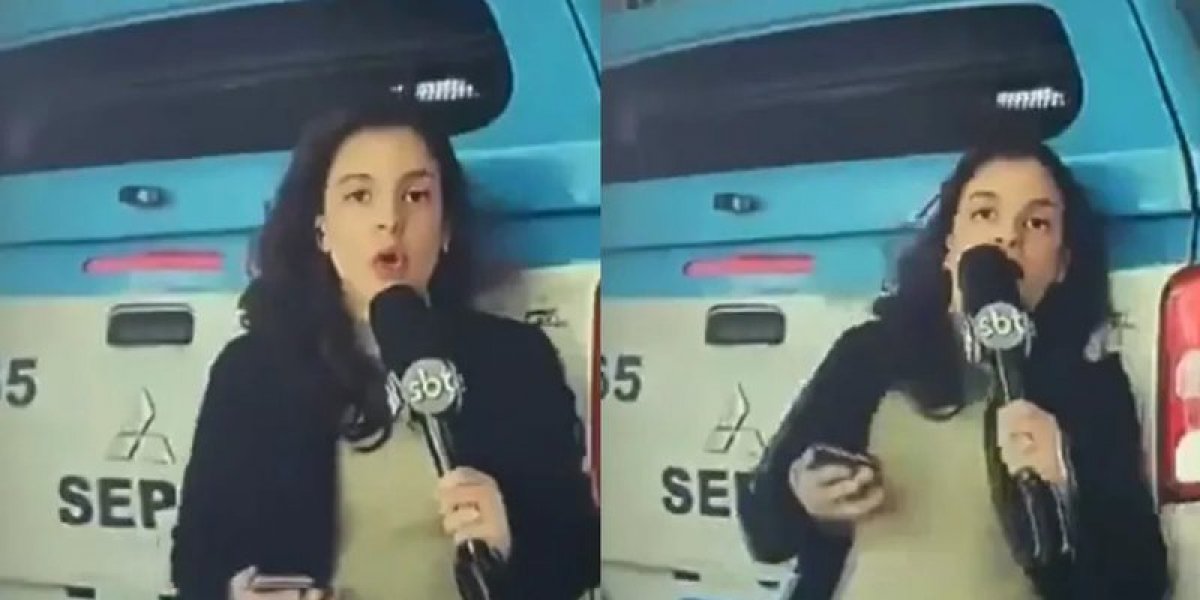 Repórter do SBT é atropelada por viatura da PM ao vivo e cena viraliza