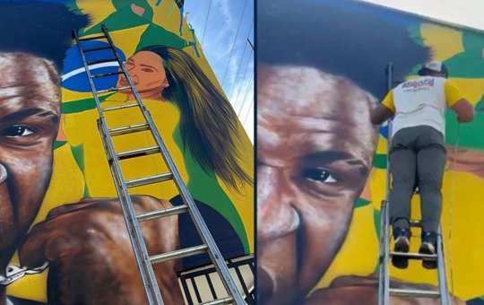 Virginia é apagada de mural da Copa do Mundo após termino com Vini Jr.