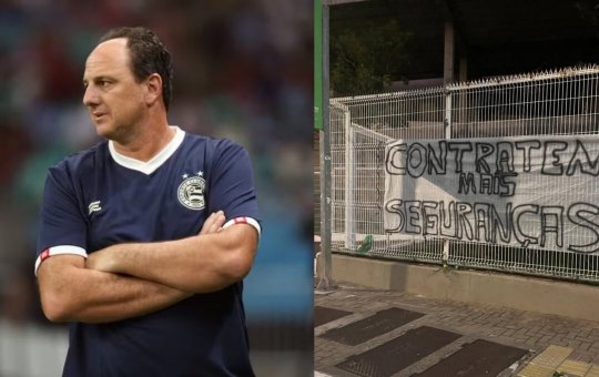 Bahia x Grêmio é marcado por protestos, ameaças e pedidos pela saída de Rogério Ceni na Fonte Nova
