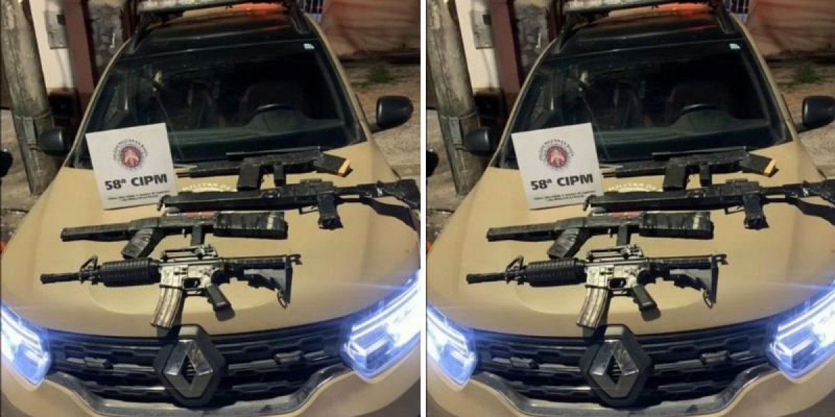 PM encontra simulacro e réplicas de fuzis em casa abandonada em Cosme de Farias