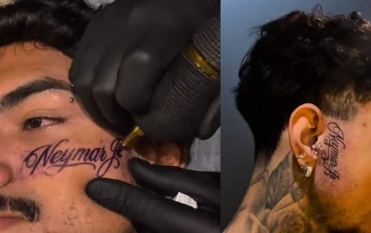 Jovem de 22 anos tatua "Neymar Jr' em seu rosto após o atleta ser convocado pra Copa do Mundo